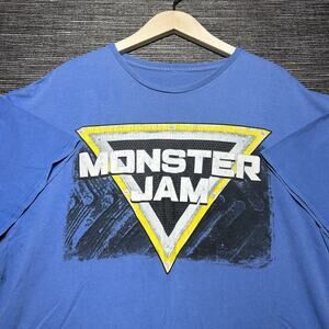 Monster Jam Vintage Shirt Men's XL/2XL Blue Short Sleeve Early 2000s